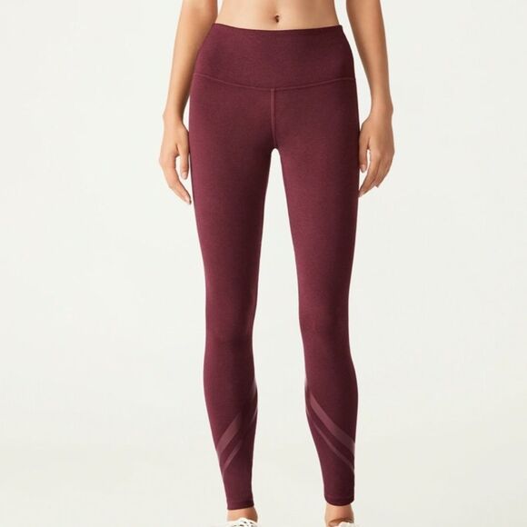 TORY SPORT HIGH Rise Compression Melange Side Pocket Legging Maron S Like New - Picture 3 of 7